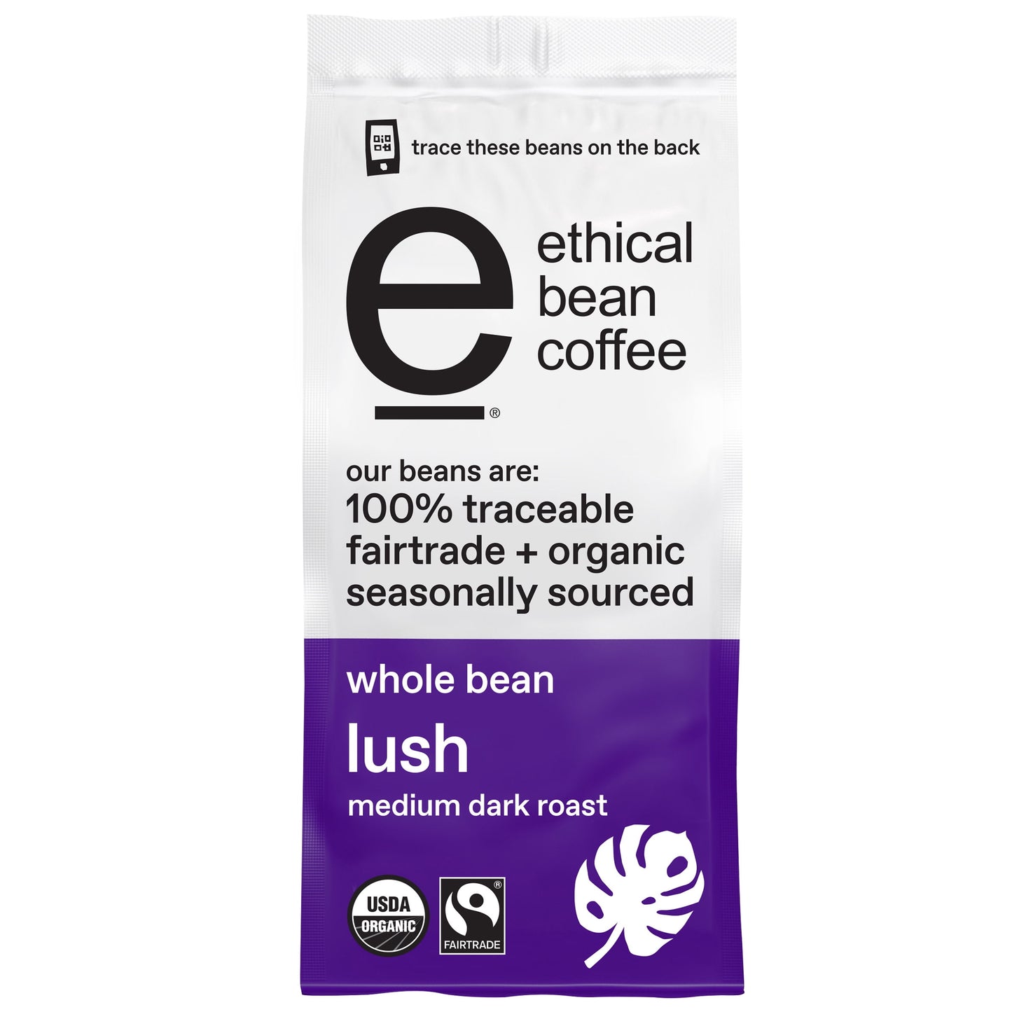 Fair Trade Organic Coffee, Lush Medium Dark Roast, Whole Bean Coffee, 12 Oz. Bag