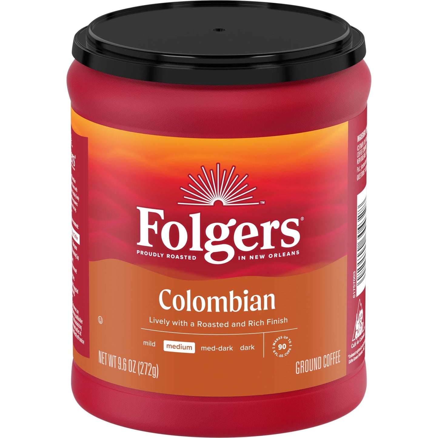 Colombian Ground Coffee, Medium Roast, 9.6 Ounce Canister