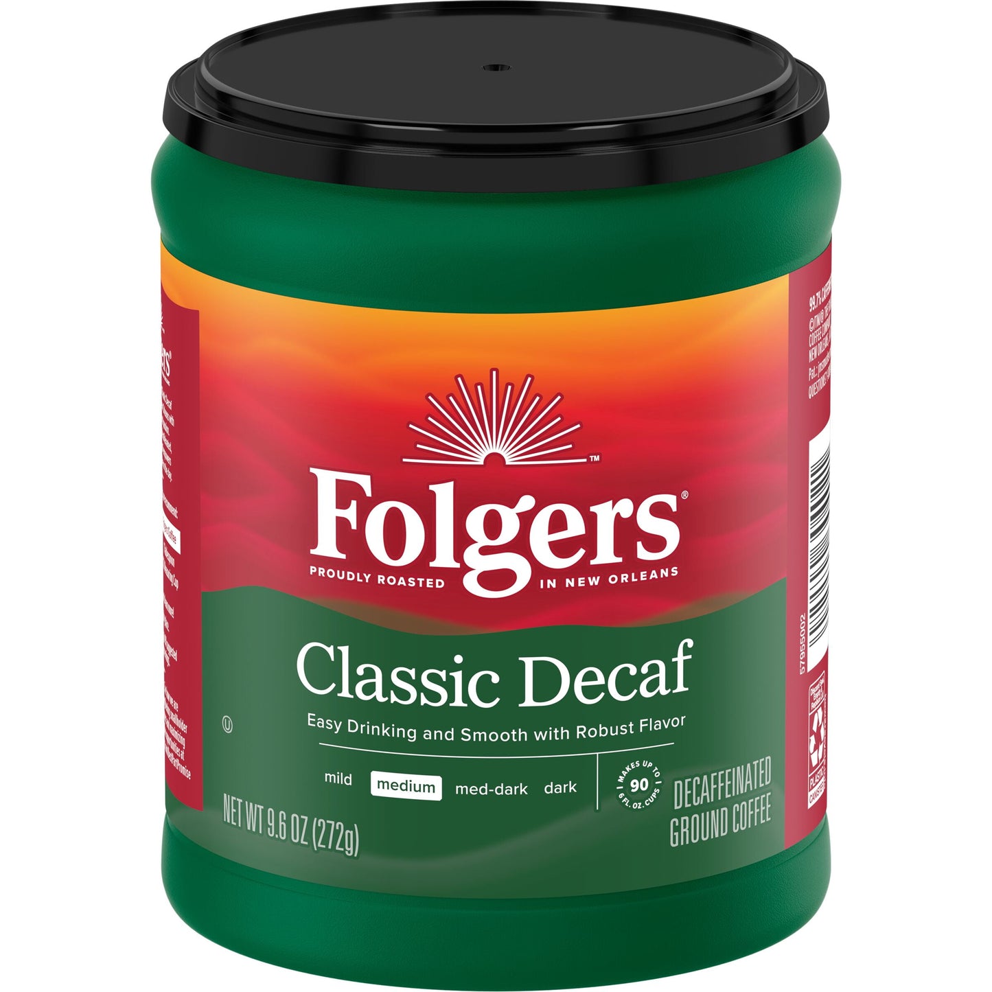 Decaf Coffee, Ground Coffee, Classic Medium Roast, 9.6 Ounce Canister