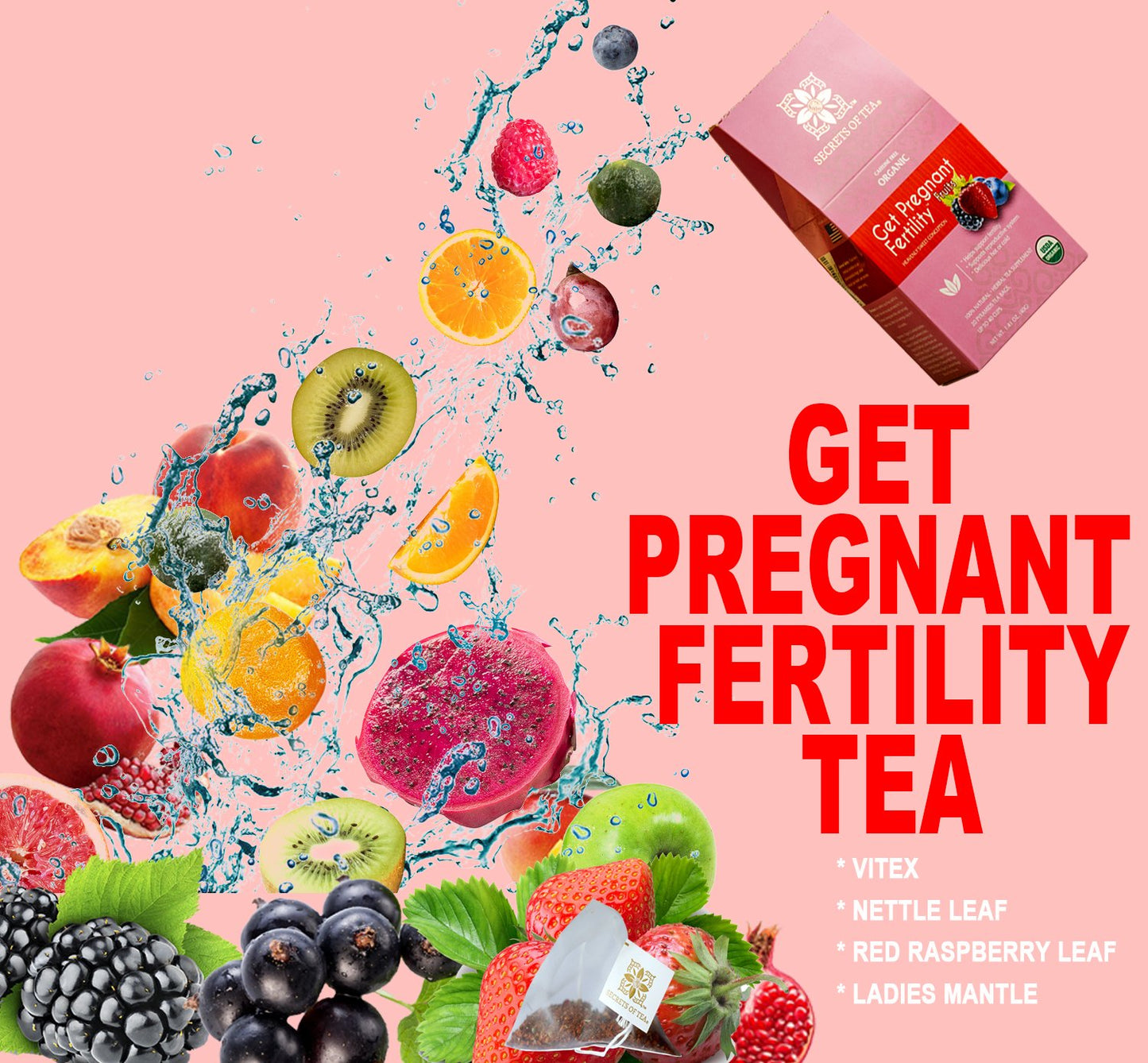 Fertility Tea For Women- Fruit- 40 Servings- USDA Organic