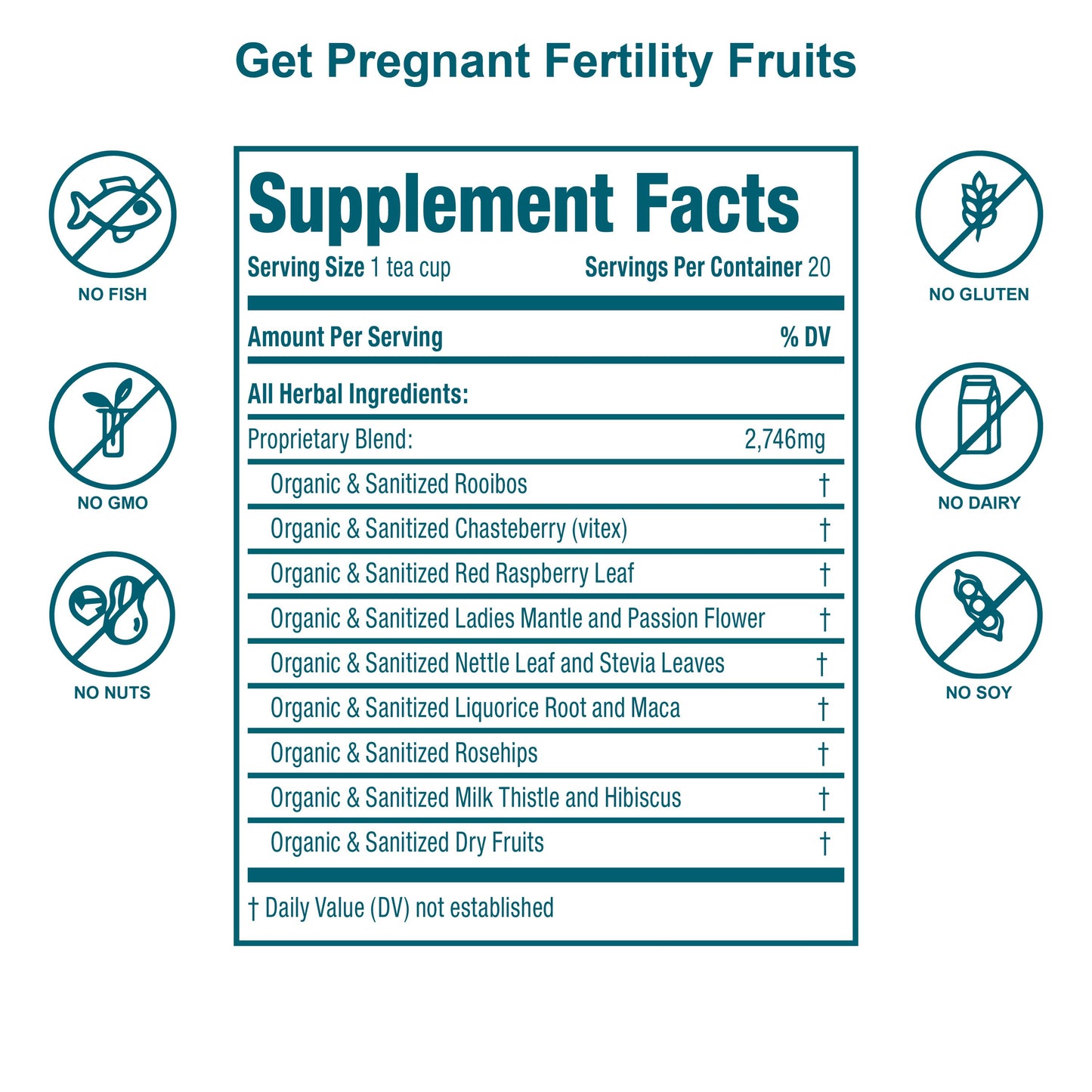 Fertility Tea For Women- Fruit- 40 Servings- USDA Organic