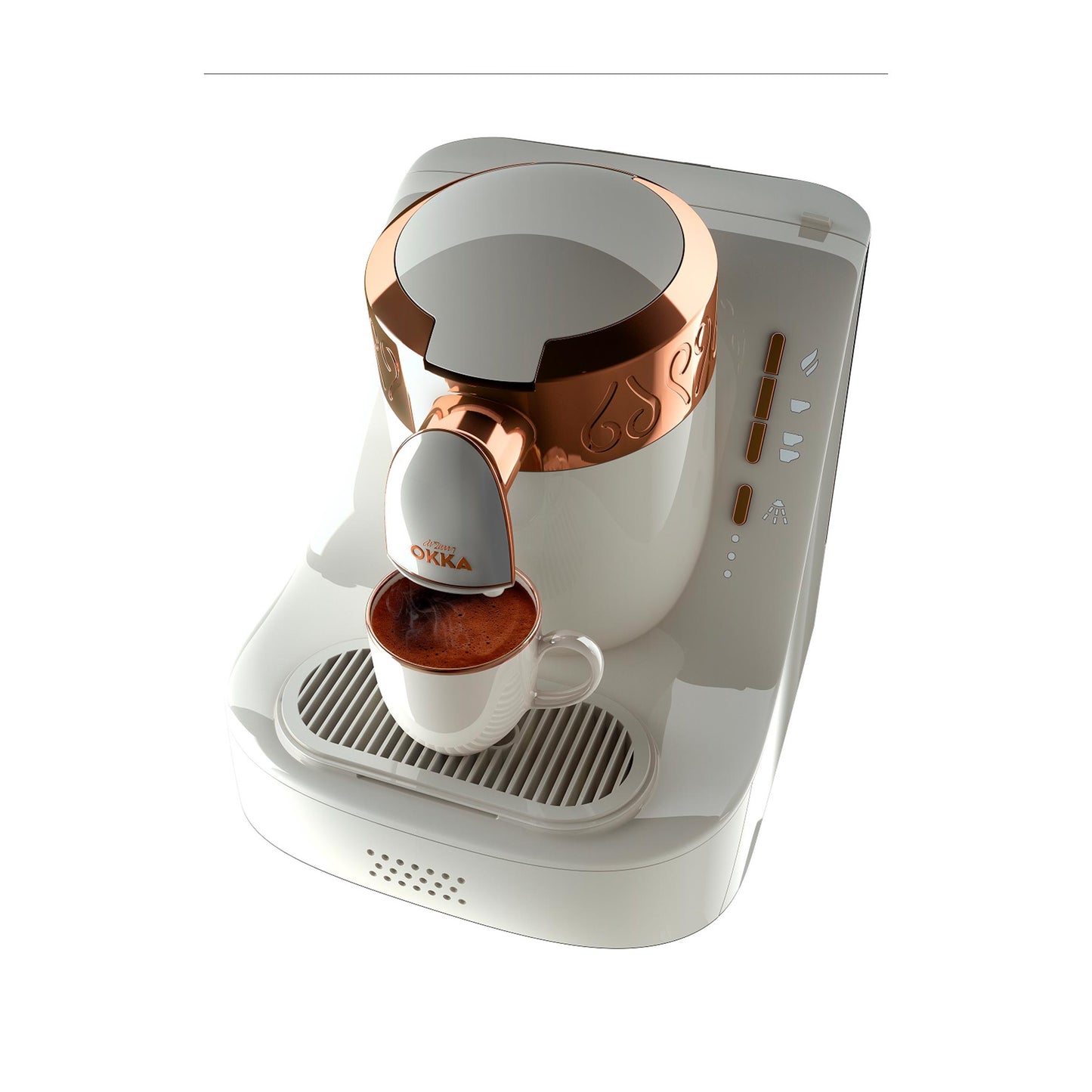 Arzum OK001W Okka Automatic Turkish Coffee Machine, White/Copper