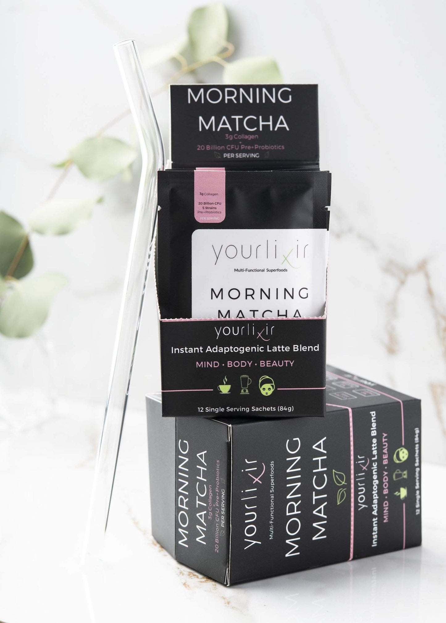 Collagen + Probiotic Matcha Sachets (12 per box)