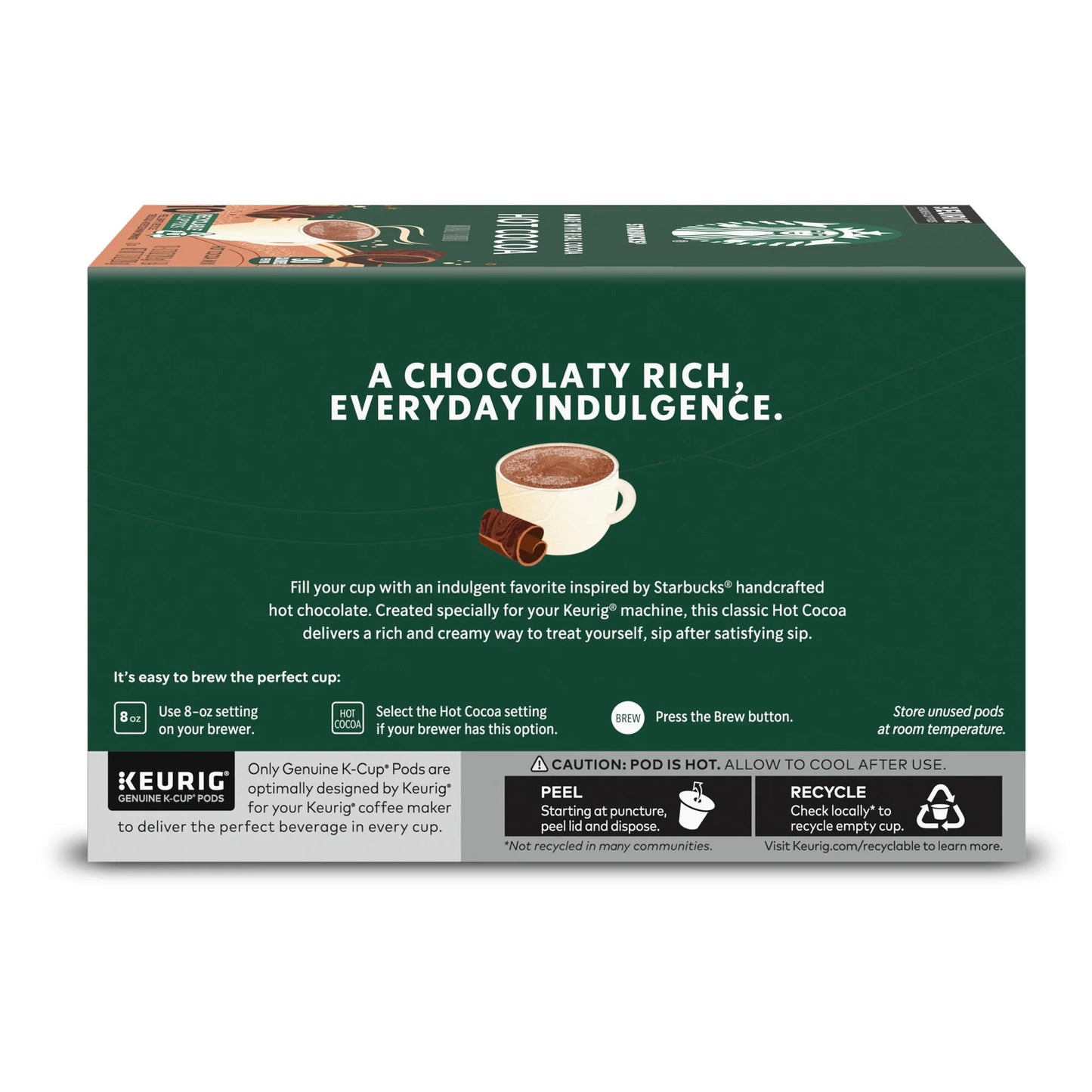 Starbucks Coffee K-Cup Pods, Naturally Flavored Hot Cocoa for Keurig Coffee Makers, 10 Pods
