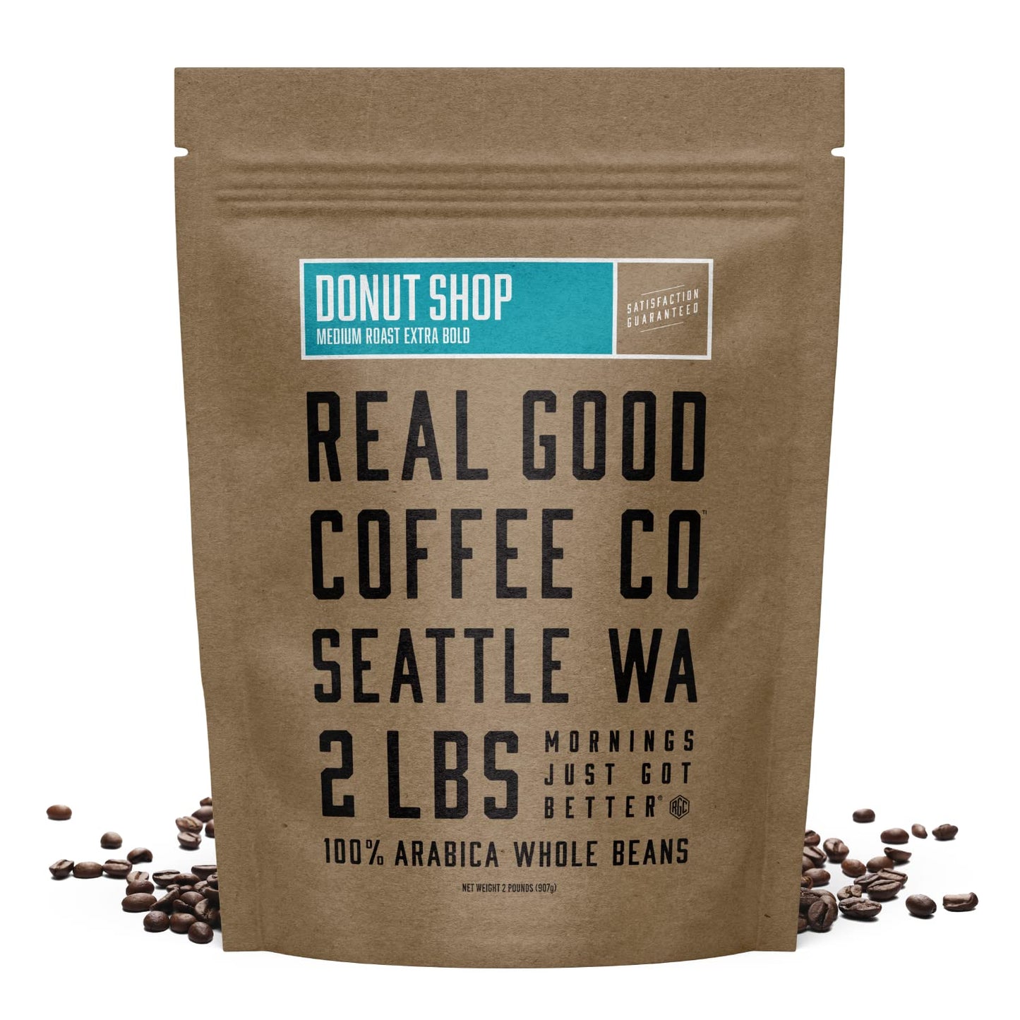 - Whole Bean Coffee - Donut Shop Medium Roast Coffee Beans - 2 Pound Bag - 100% Whole Arabica Beans - Grind at Home, Brew How You Like