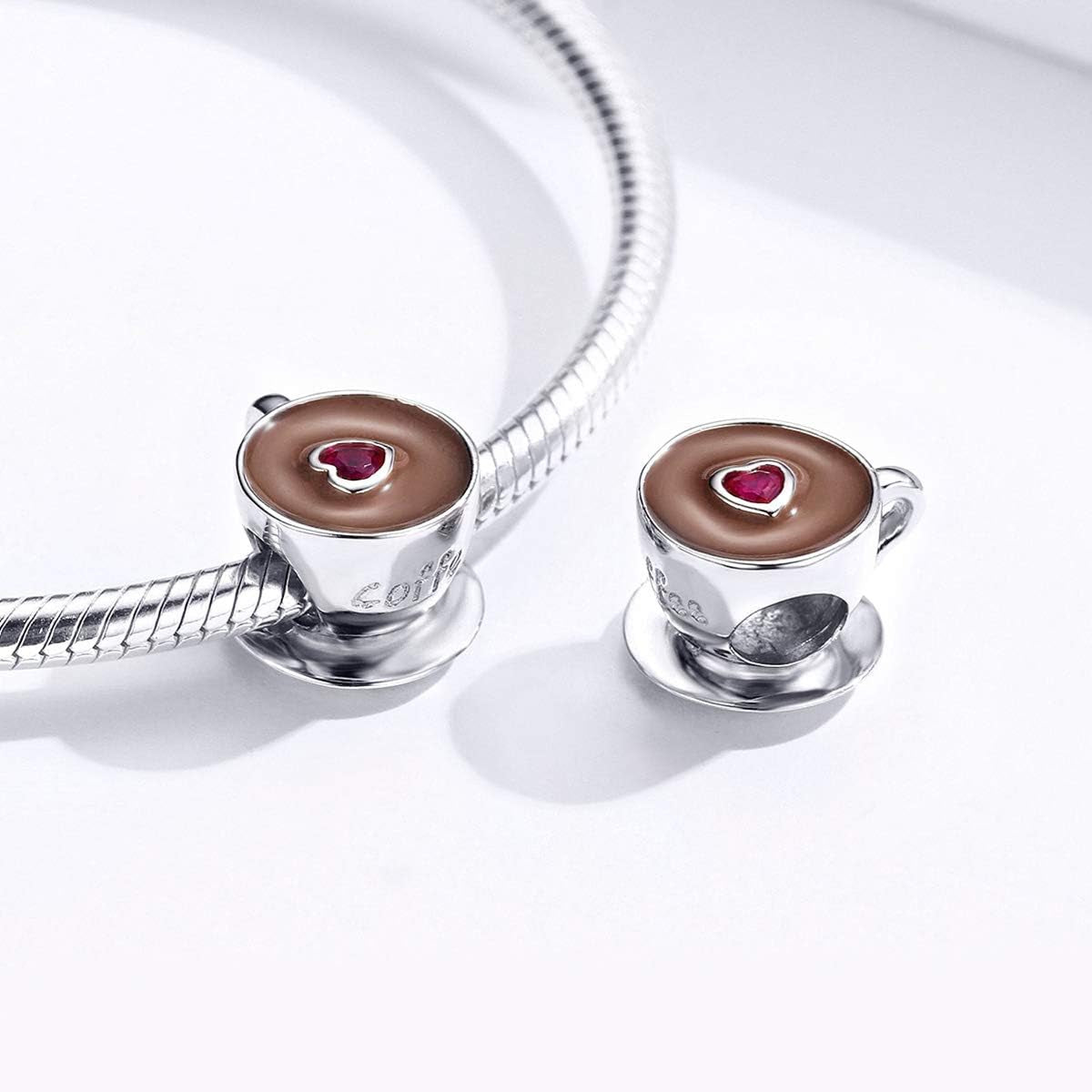 925 Sterling Silver Charms for Bracelets Cat Coffee Cup Rose Flower Animal Beads Charm Jewelry Gifts for Women