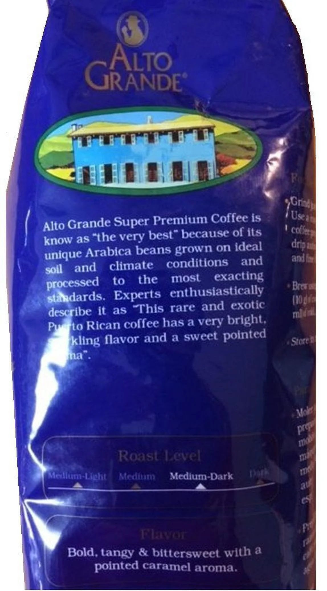 Premium Whole Bean Coffee, 100 Percent Puerto Rico Arabica, Medium Dark Roast, 2 Lbs Bag