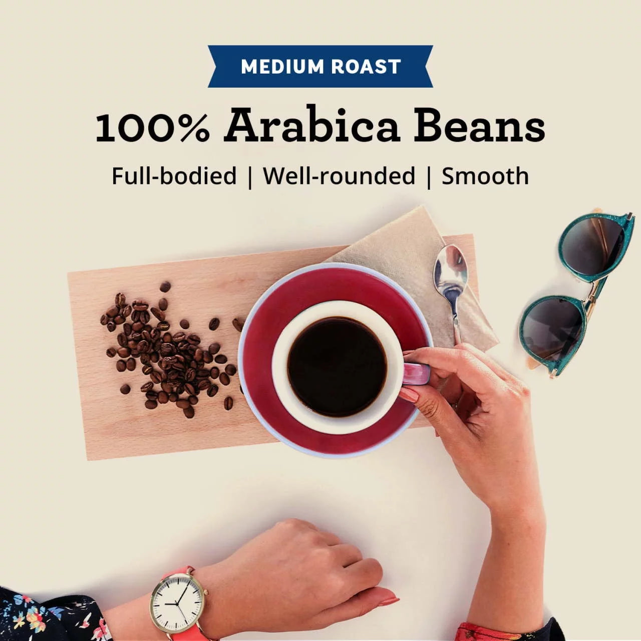 Arabica Beans Portside Blend, Medium Roast, Ground Coffee, 12 Oz