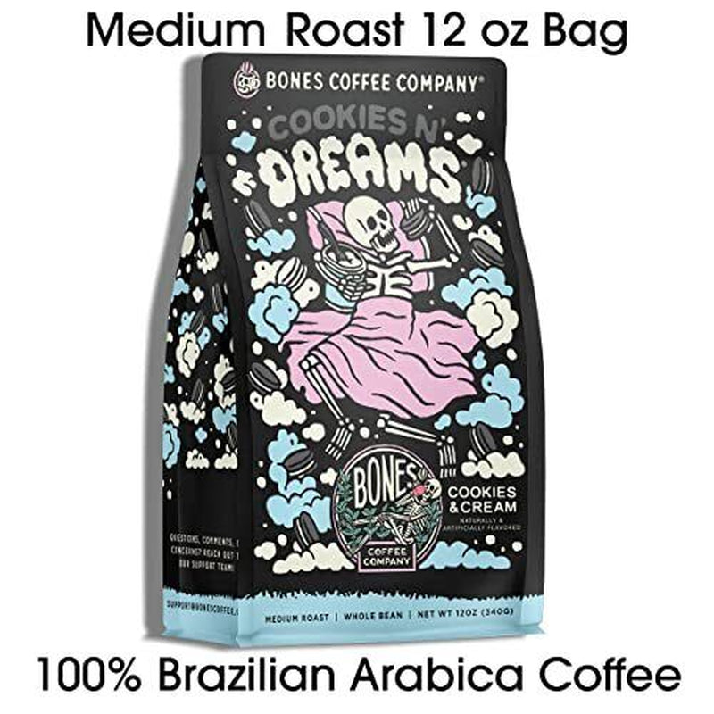 Bones Coffee Company Cookies 'N Dreams Ground Coffee Beans Cookie & Creams 12 Oz
