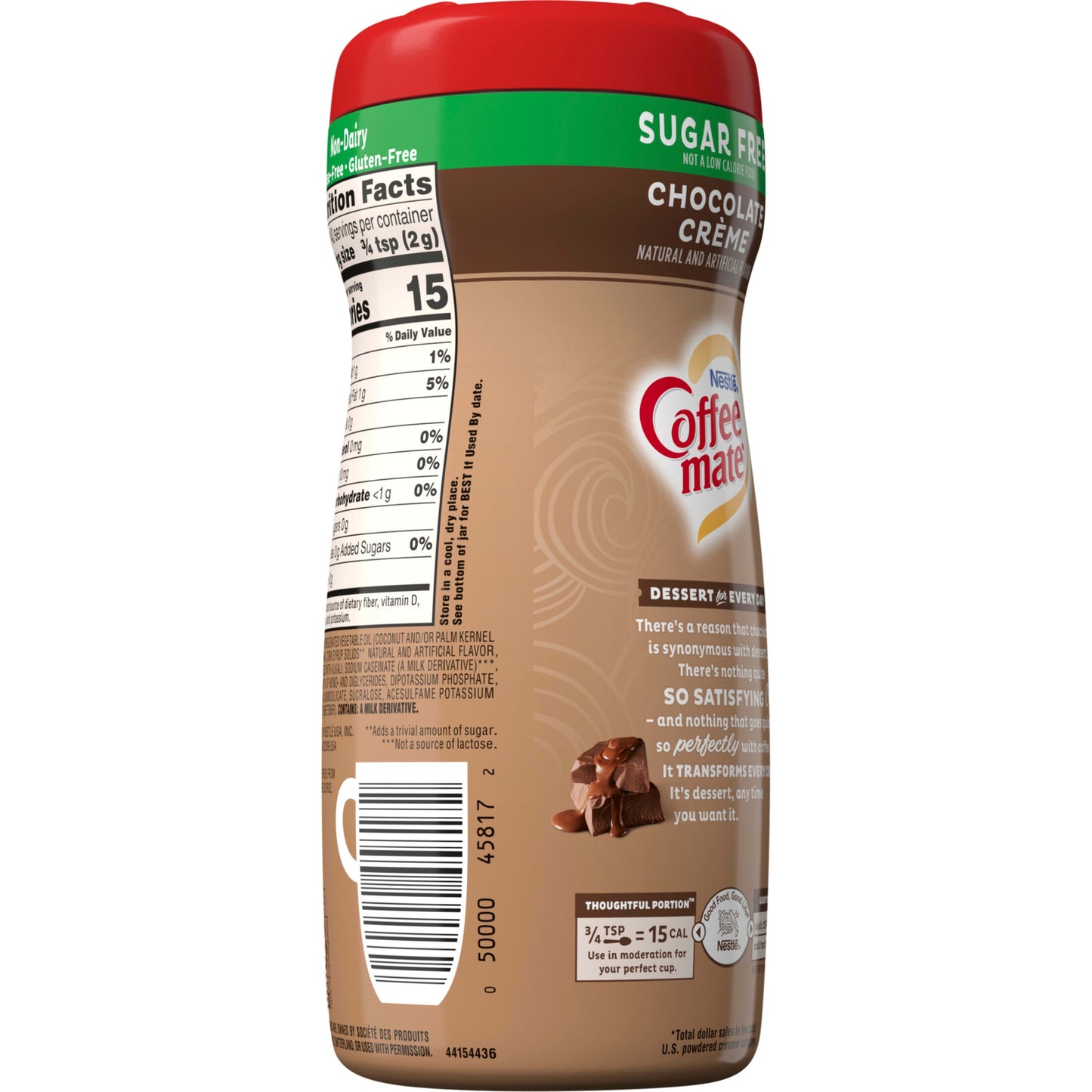 Nestle Coffee Mate, Chocolate Crème Sugar-Free Powdered Coffee Creamer, 10.2 Oz