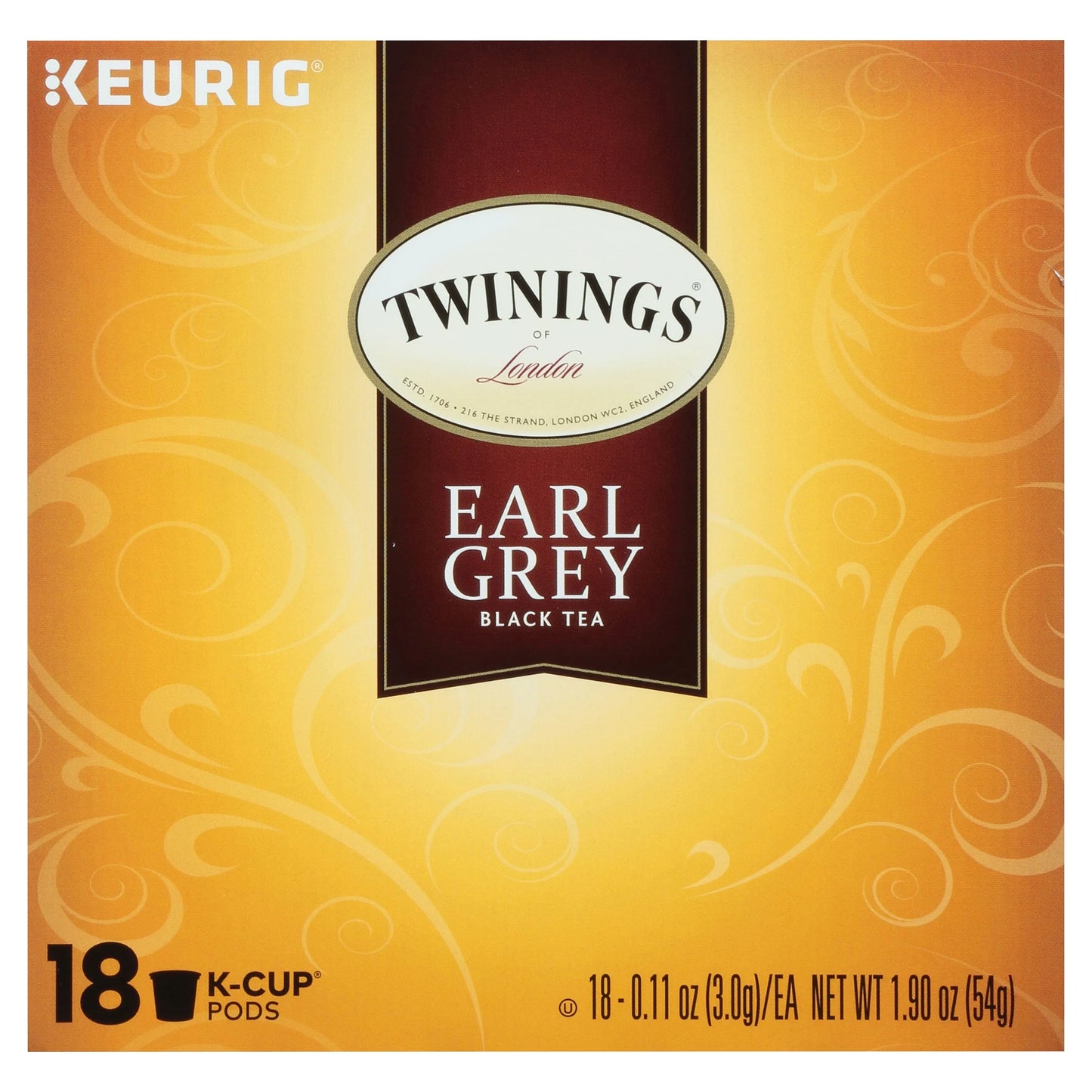 Earl Grey K-Cup® Pods for Keurig, Citrus and Bergamot Black Tea, 18 Count