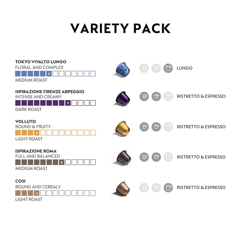 Nespresso Original Line Variety Pack Capsules, 50 Count Espresso Pods