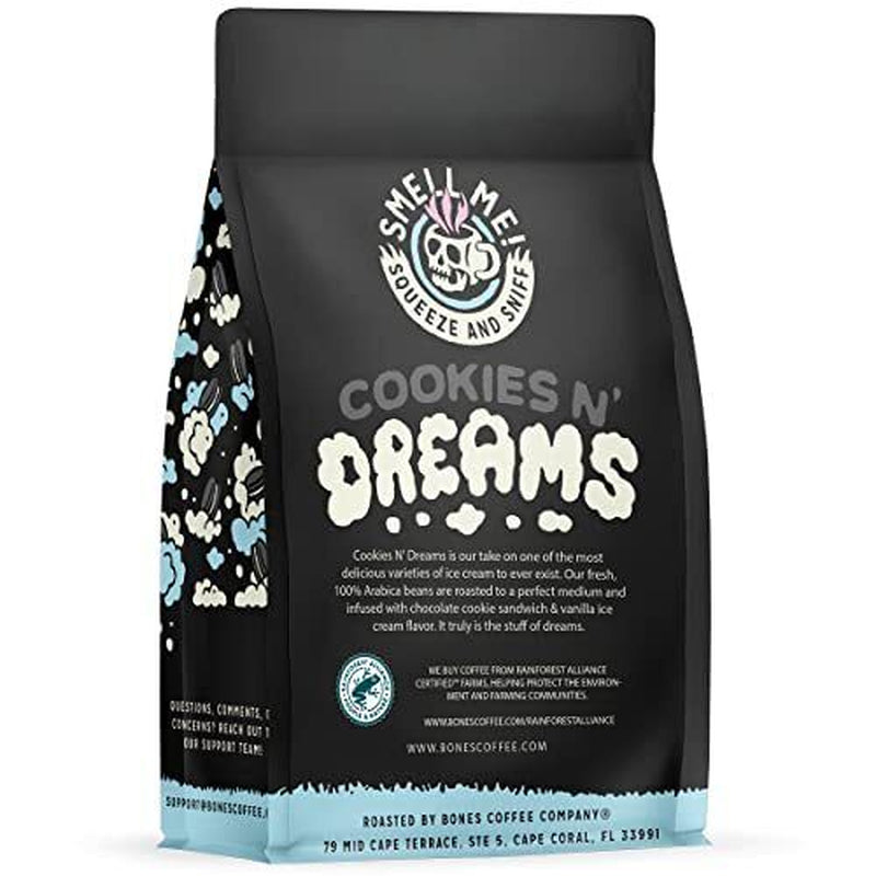 Bones Coffee Company Cookies 'N Dreams Ground Coffee Beans Cookie & Creams 12 Oz