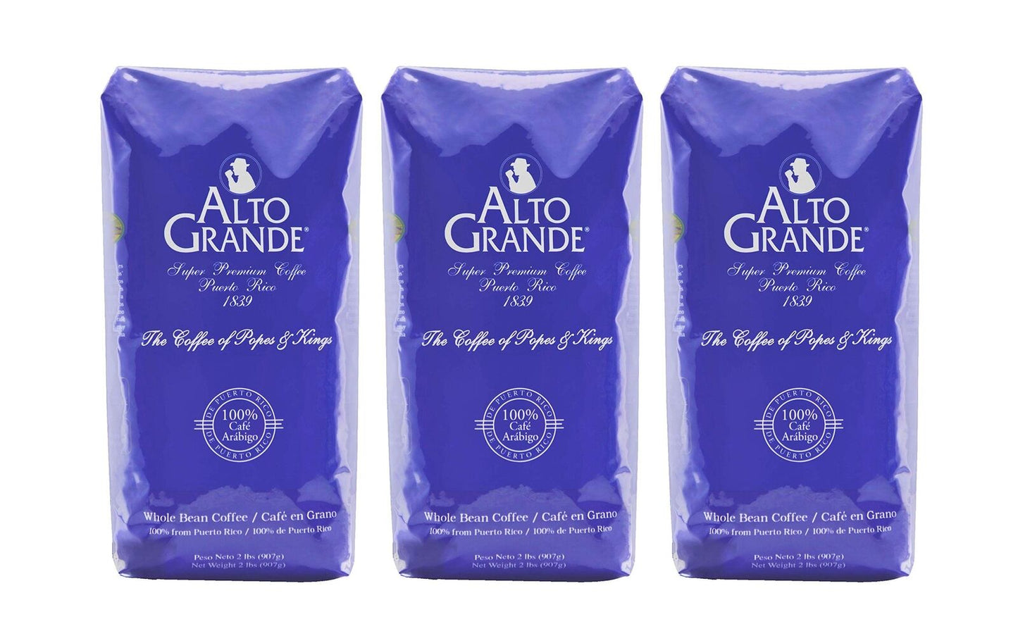 Alto Grande Super Premium Coffee Whole Beans, 2 Pound Bag (Pack of 3)