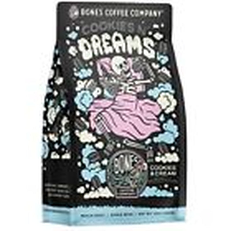 Bones Coffee Company Cookies 'N Dreams Ground Coffee Beans Cookie & Creams 12 Oz