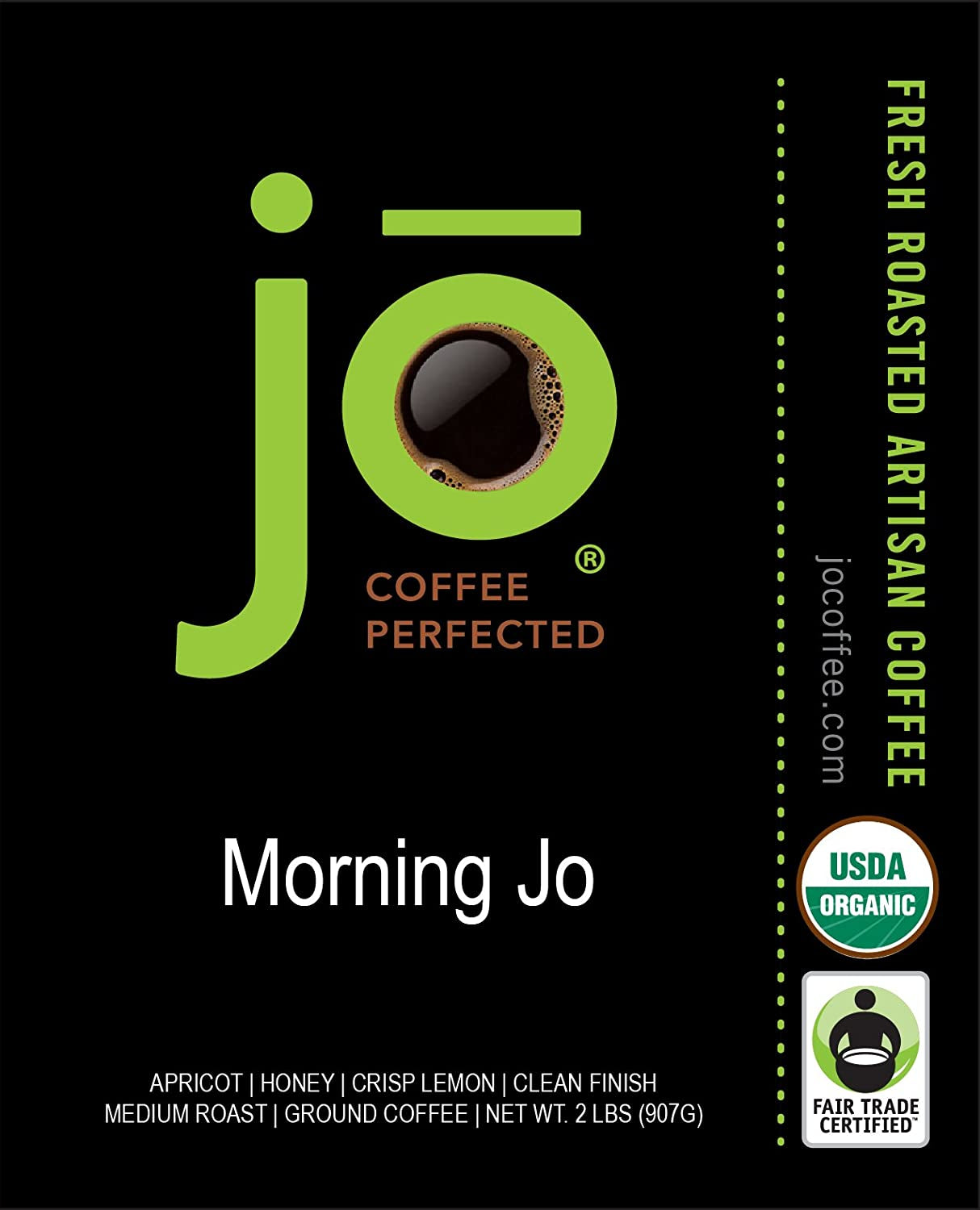 MORNING JO: 2 Lb, Organic Breakfast Blend Ground Coffee, Medium Roast, Fair Trade Certified, USDA Certified Organic, NON-GMO, 100% Arabica Coffee, Gluten Free, Gourmet Coffee from