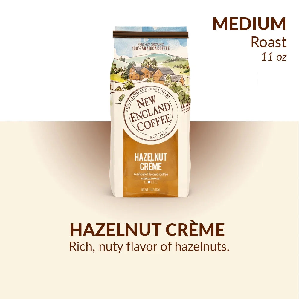 (2 Pack) Hazelnut Creme Medium Roast Ground Coffee, 22 Oz, Bag