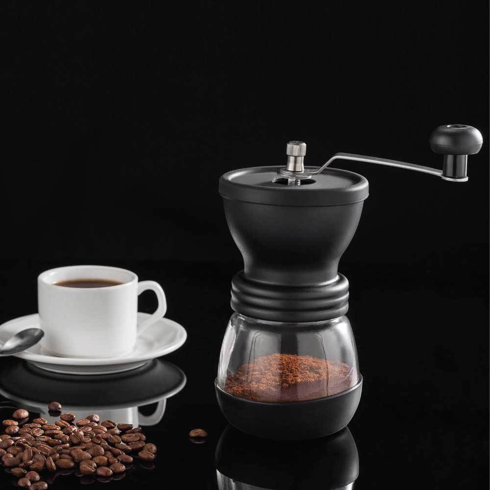 Coffee Bean Grinder - Manual Hand Stainless Ceramic Burr Core Glass