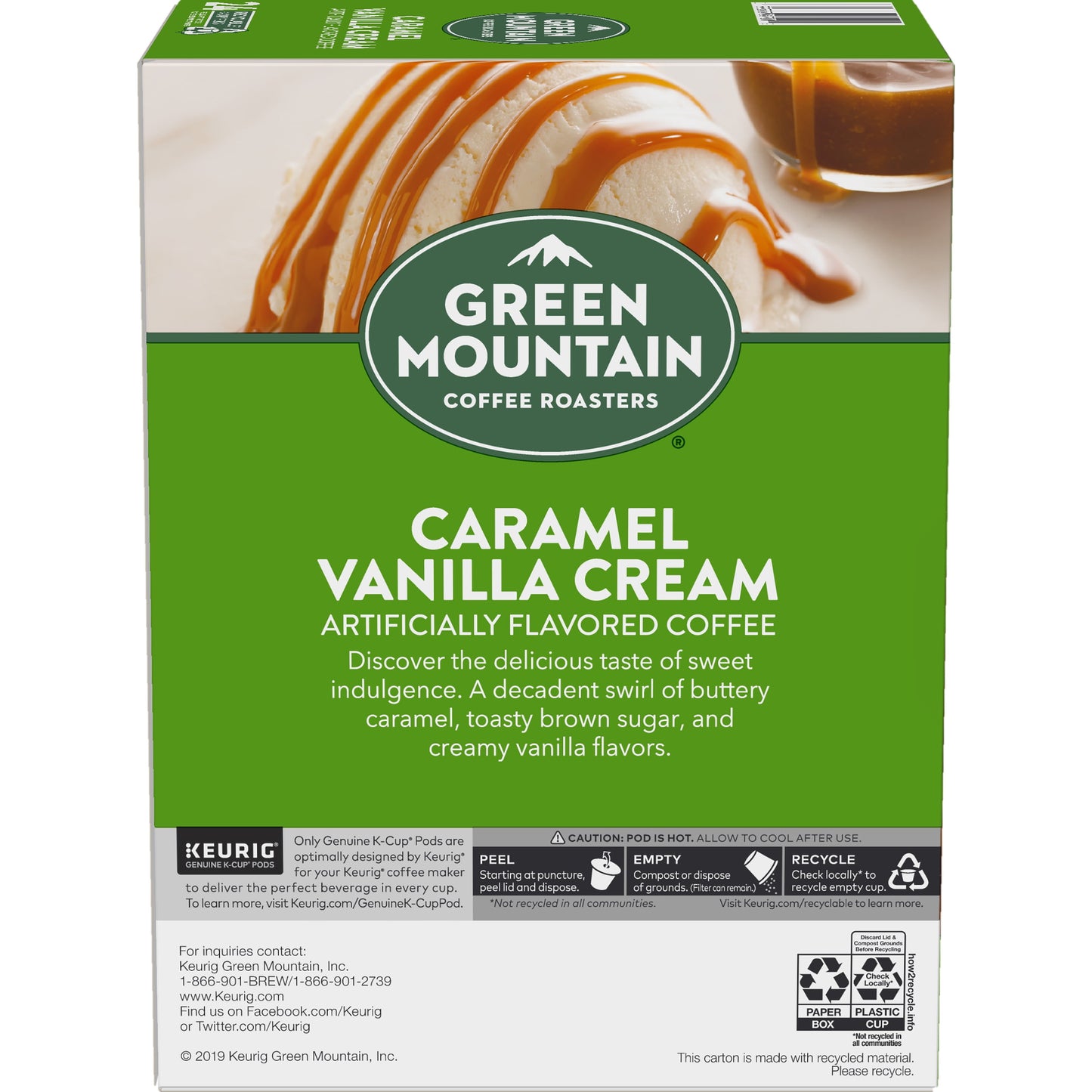 , Caramel Vanilla Cream Light Roast K-Cup Coffee Pods, 24 Count