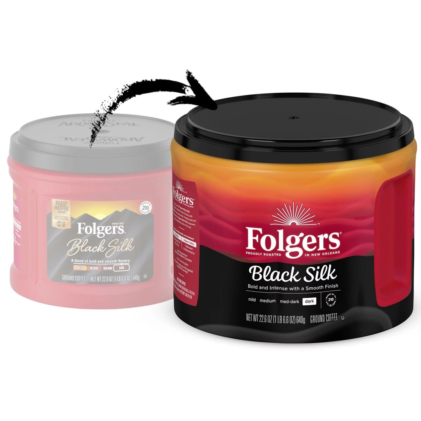 Black Silk Ground Coffee, Smooth Dark Roast Coffee, 22.6 Ounce Canister