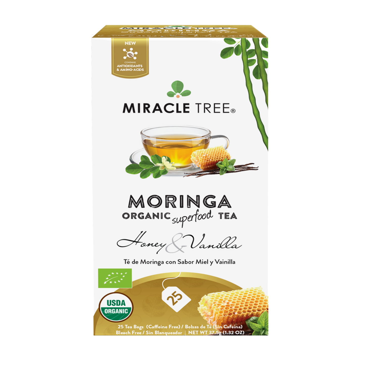 Miracle Tree's Organic Moringa Tea, Honey & Vanilla