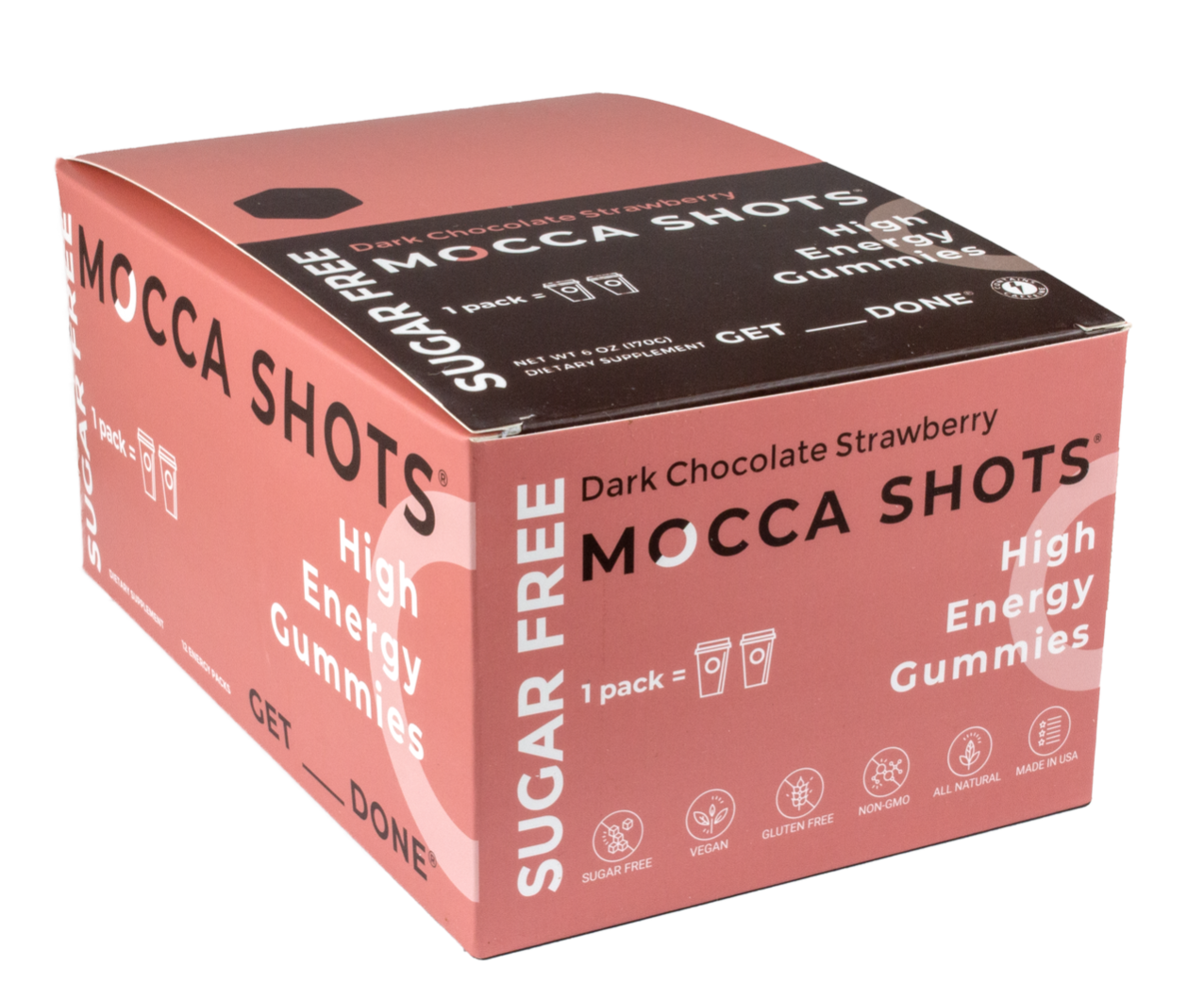 Sugar Free Mocca Shots Gummies with Caffeine 12-Pack Strawberry