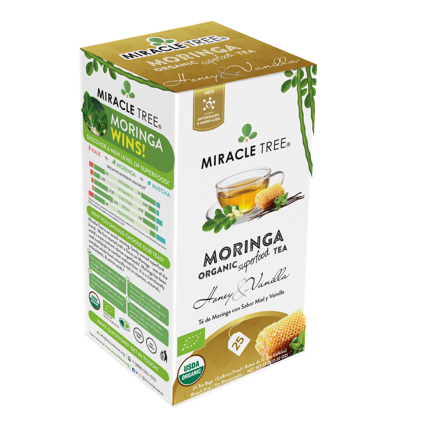 Miracle Tree's Organic Moringa Tea, Honey & Vanilla