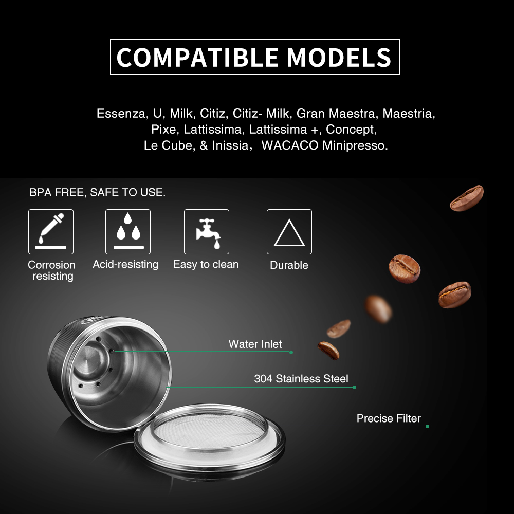 Reusable Coffee Capsule Stainless Steel Espresso Cup Filter
