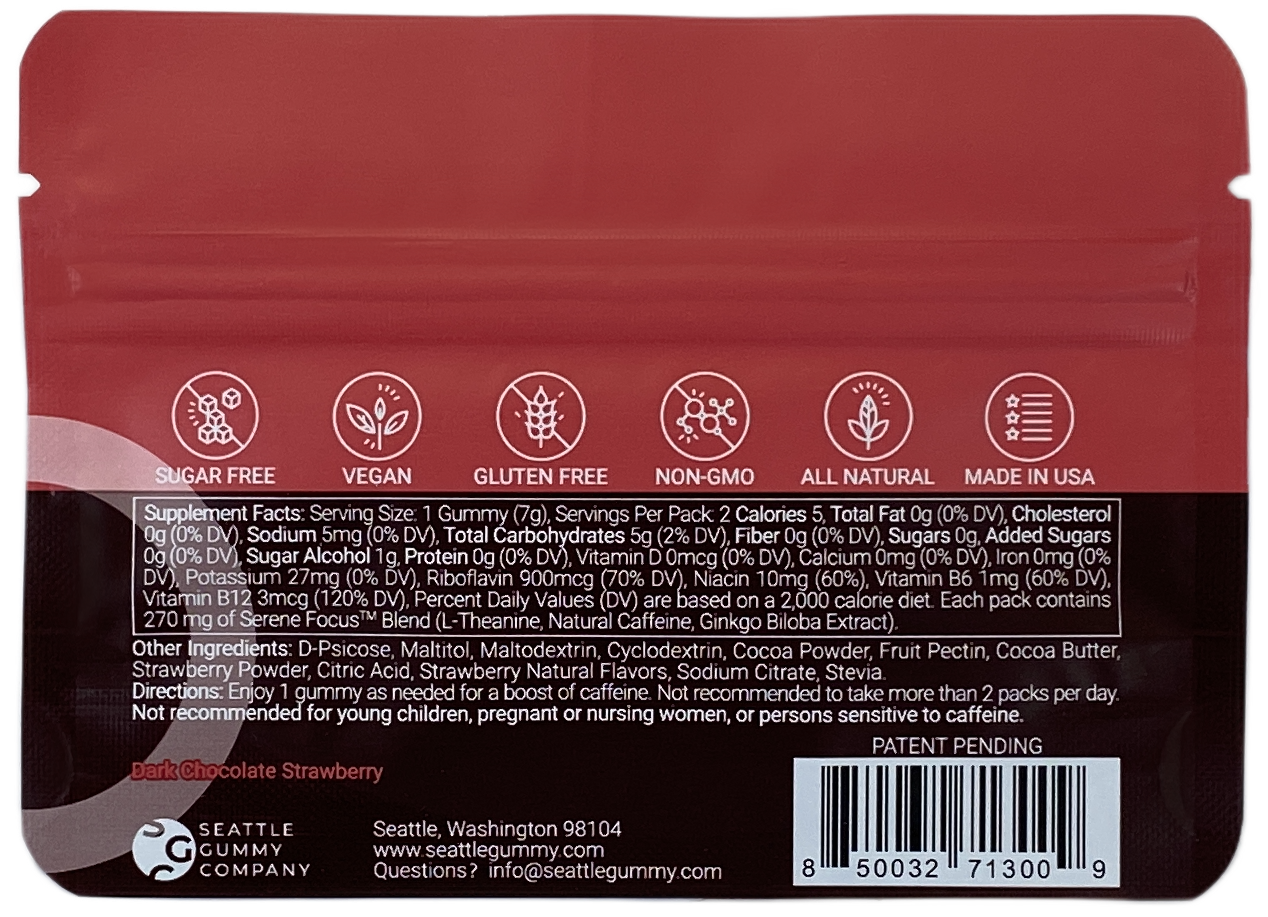 Sugar Free Mocca Shots Gummies with Caffeine 12-Pack Strawberry