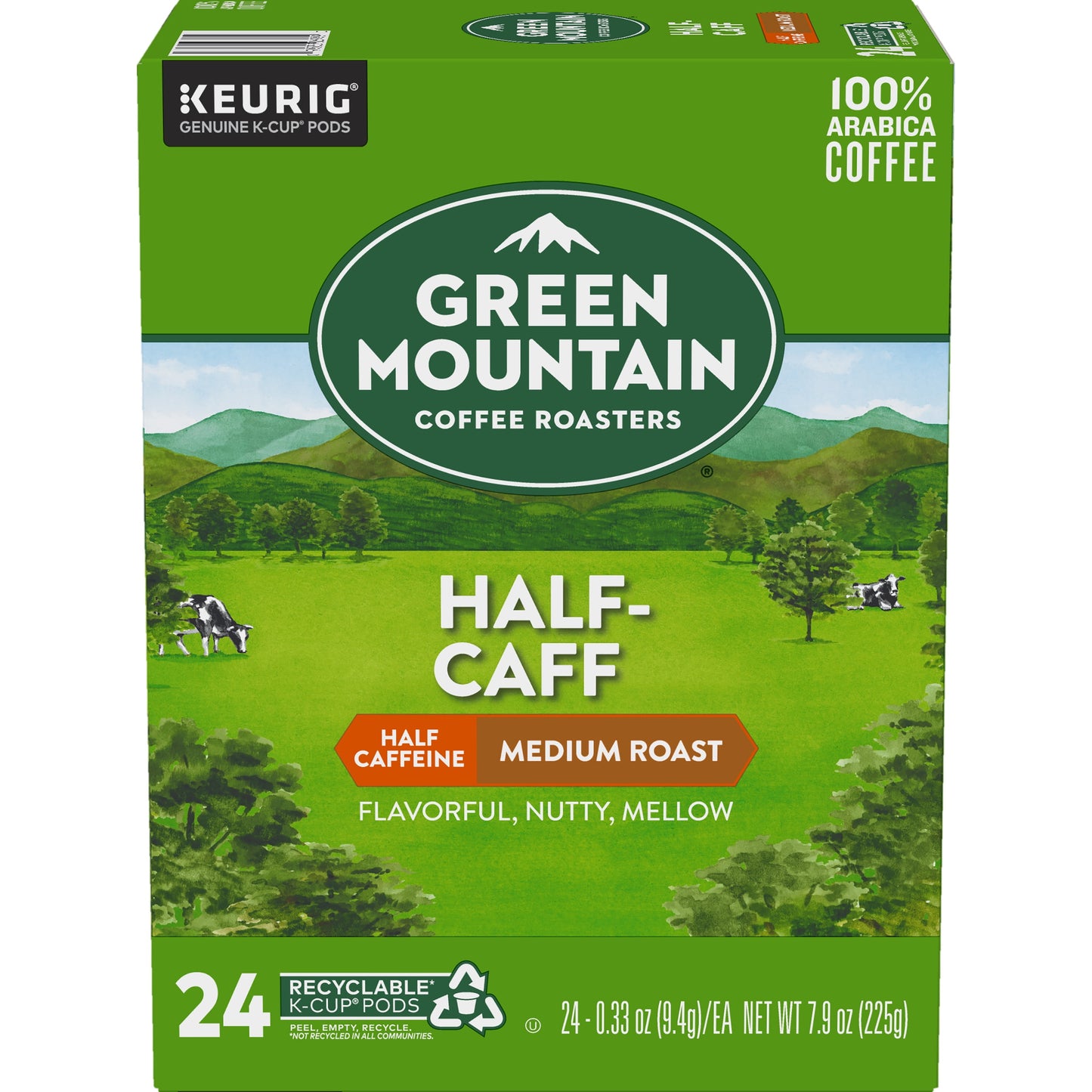 (4 Pack) , Half Caff Medium Roast K-Cup Coffee Pods, 24 Count