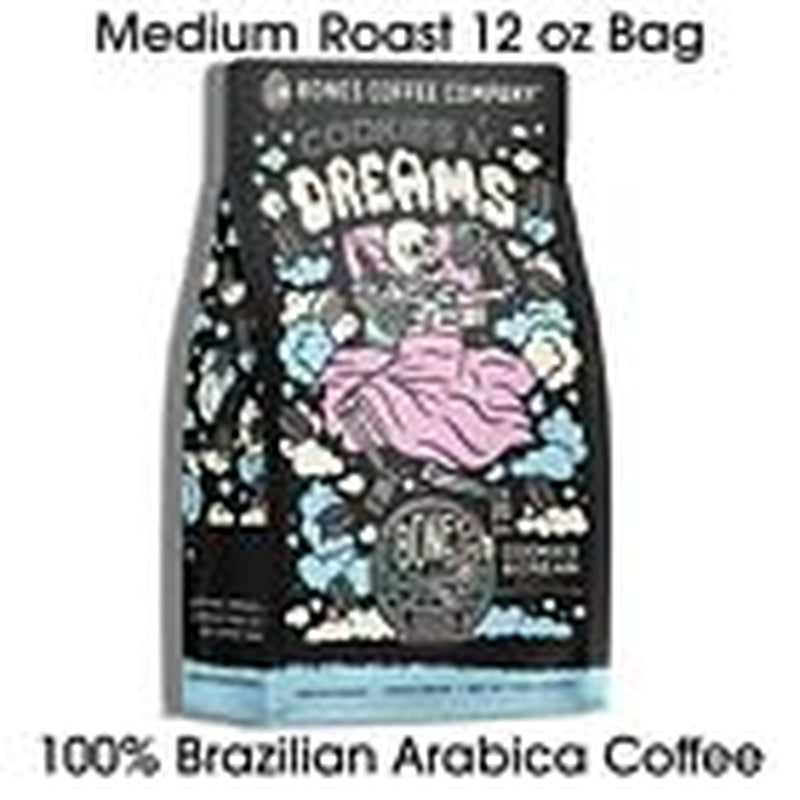 Bones Coffee Company Cookies 'N Dreams Ground Coffee Beans Cookie & Creams 12 Oz