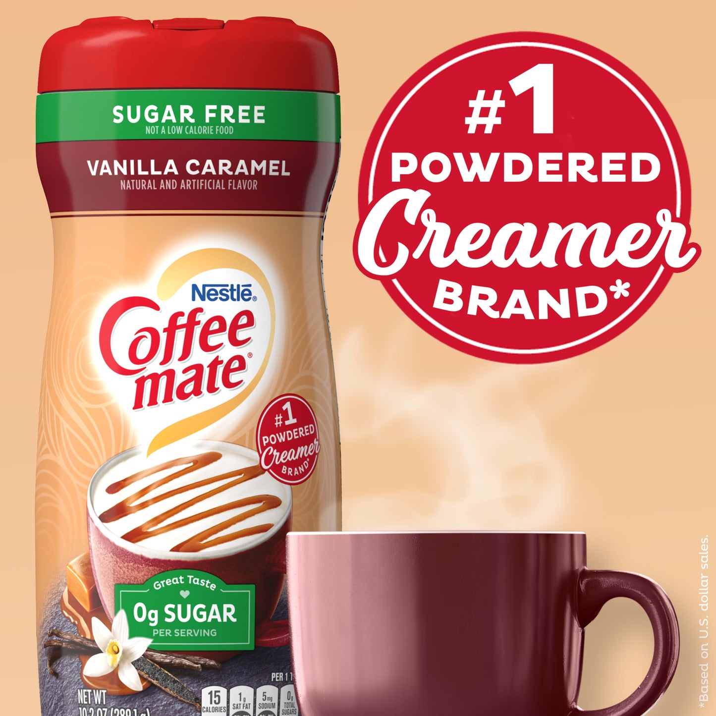 Nestle Coffee Mate Vanilla Caramel Sugar-Free Powdered Coffee Creamer, 10.2 Oz
