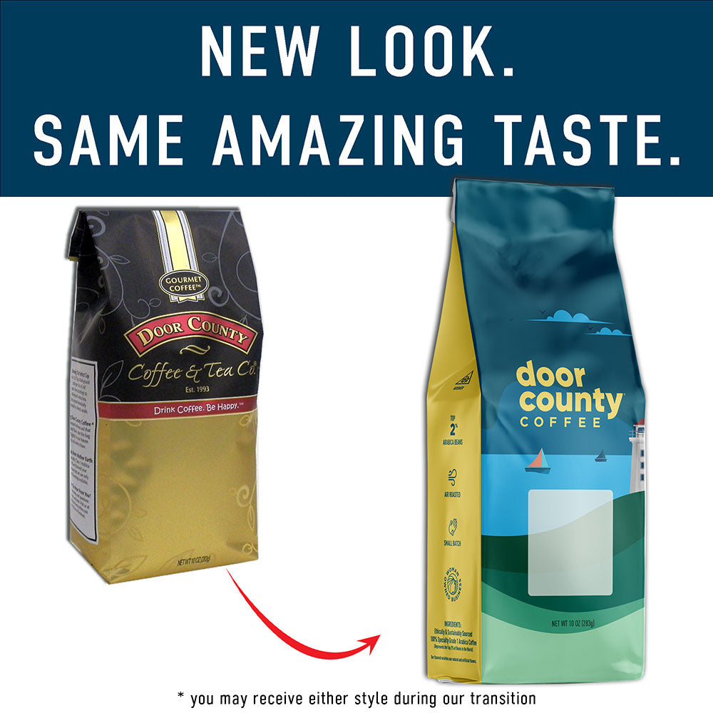 Door County Coffee Chocolate Cherry Decaf, Chocolate & Cherry Flavored Specialty Coffee, Decaf Medium Roast, Ground, 10Oz Bag