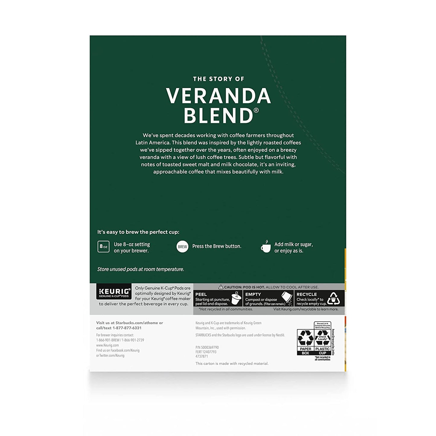 Starbucks K-Cup Coffee Pods—Starbucks Blonde Roast Coffee—Veranda Blend for Keur
