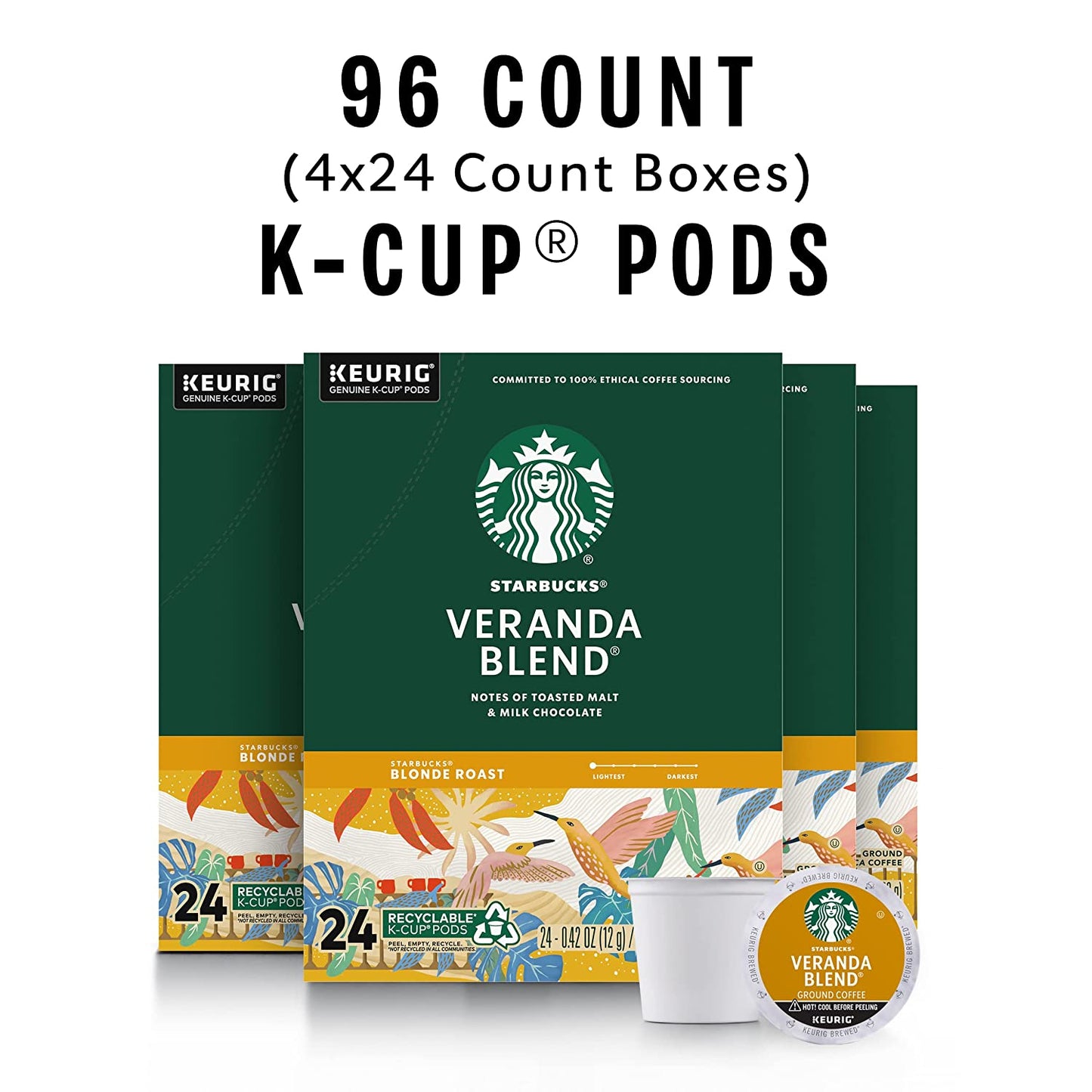 Starbucks K-Cup Coffee Pods—Starbucks Blonde Roast Coffee—Veranda Blend for Keur