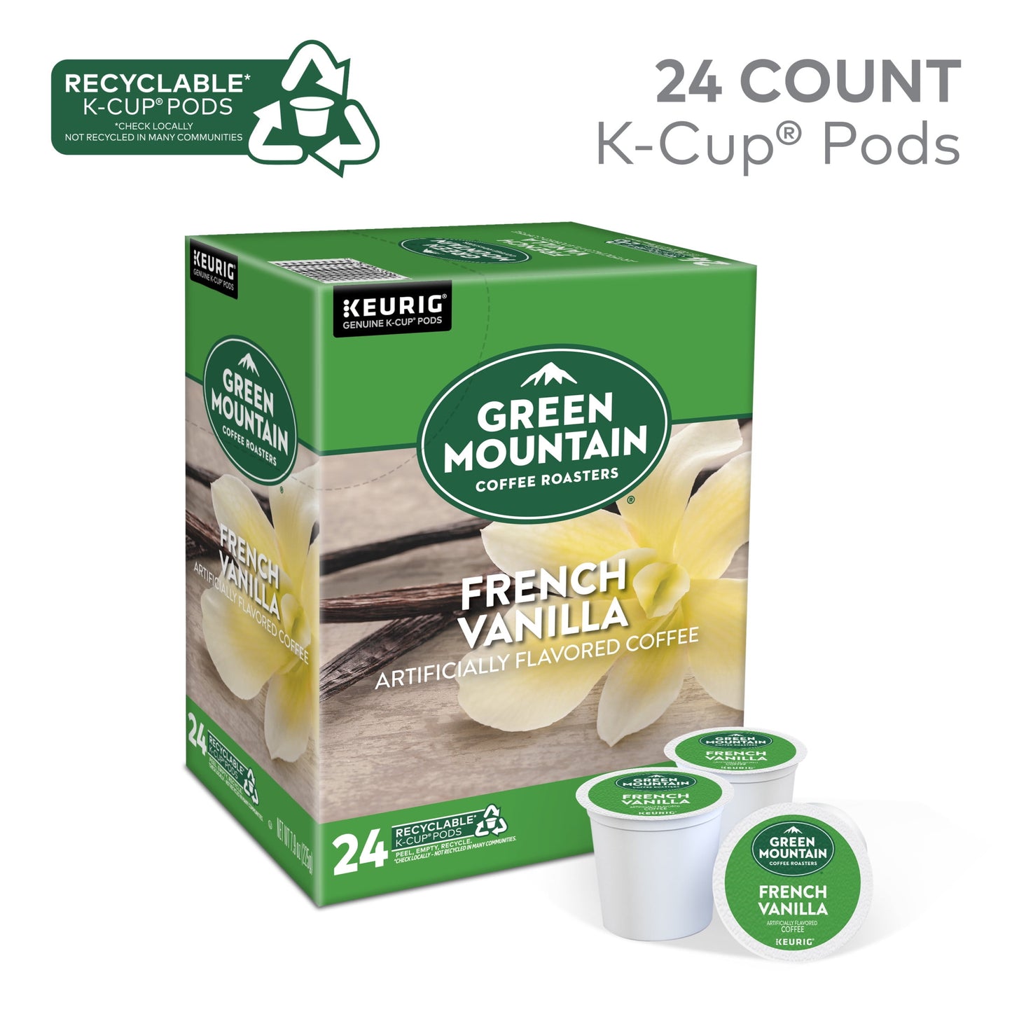 , French Vanilla Light Roast K-Cup Coffee Pods, 24 Count