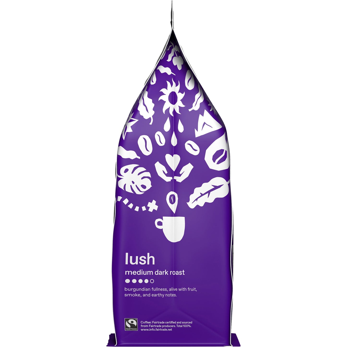 Fair Trade Organic Coffee, Lush Medium Dark Roast, Whole Bean Coffee, 12 Oz. Bag