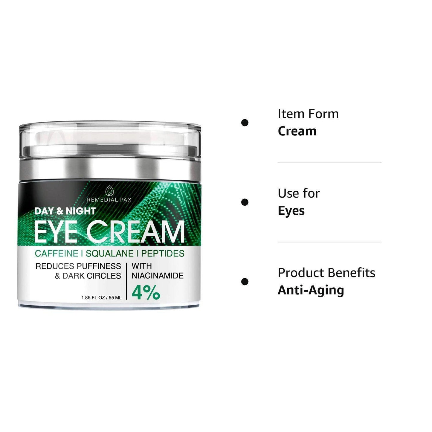 Caffeine Eye Cream for Dark Circles and Puffiness Bags Under Eyes Treatment
