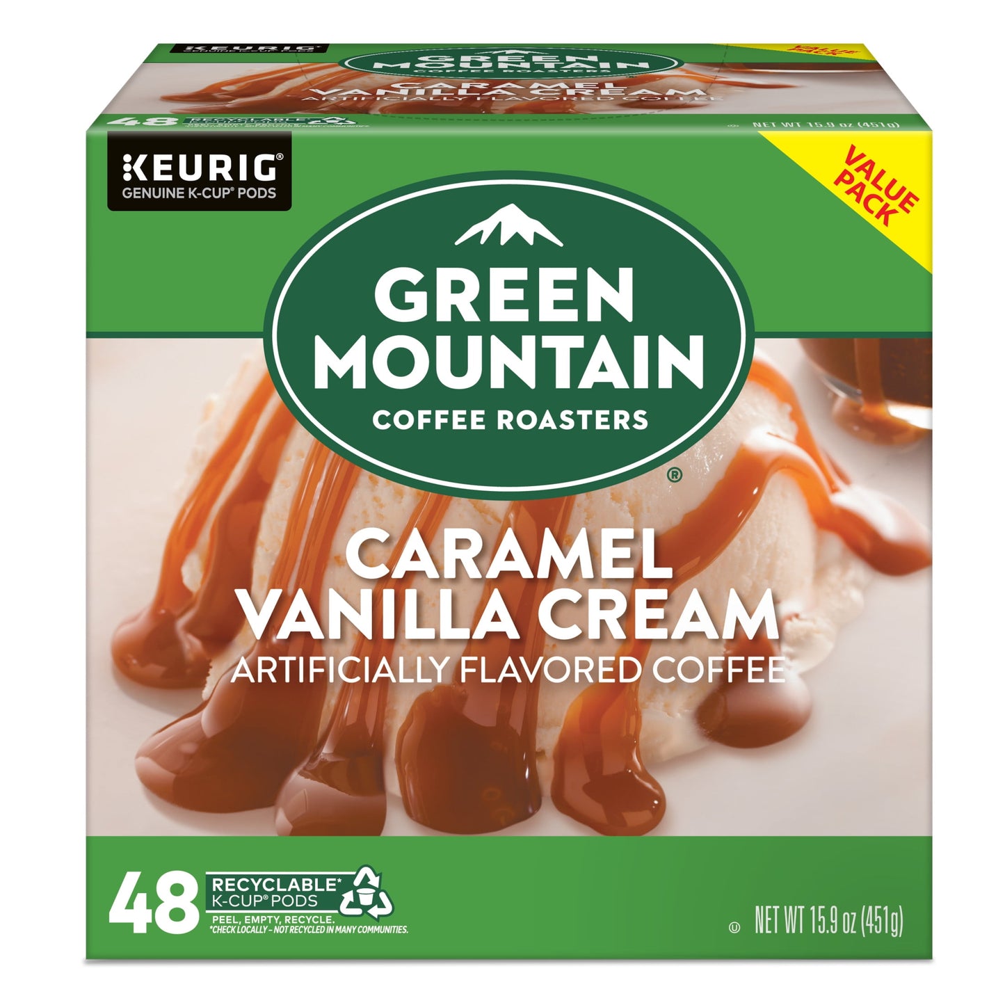 , Caramel Vanilla Cream Light Roast K-Cup Coffee Pods, 48 Count