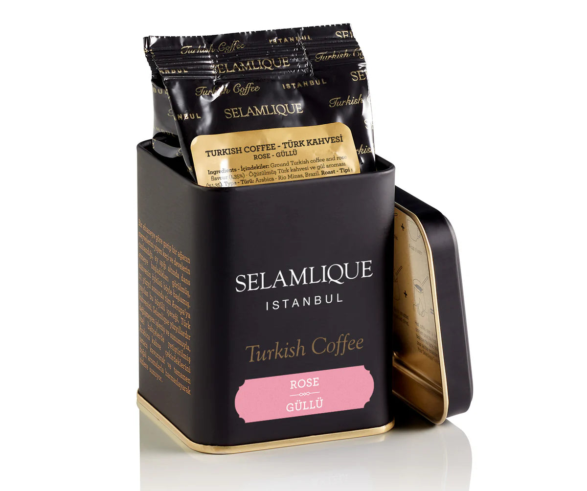 Selamlique Rose Flavoured Ground Turkish Coffee – 125g Box