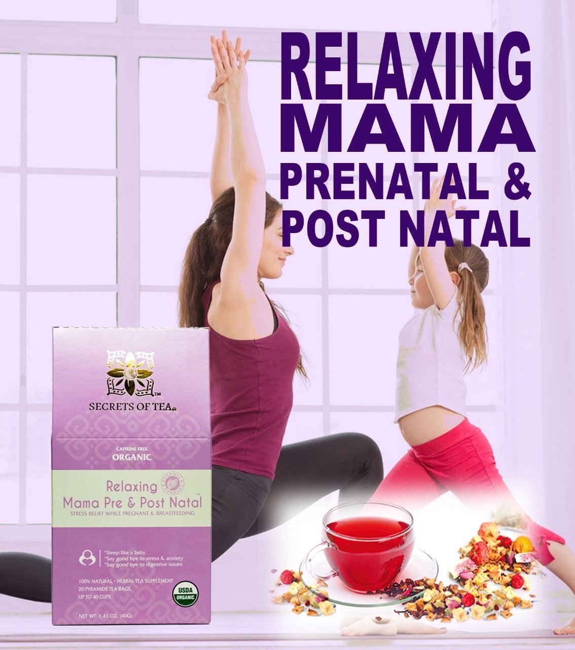 Stress Relief Tea: Relaxing Mama Tea-40 Servings- USDA Organic