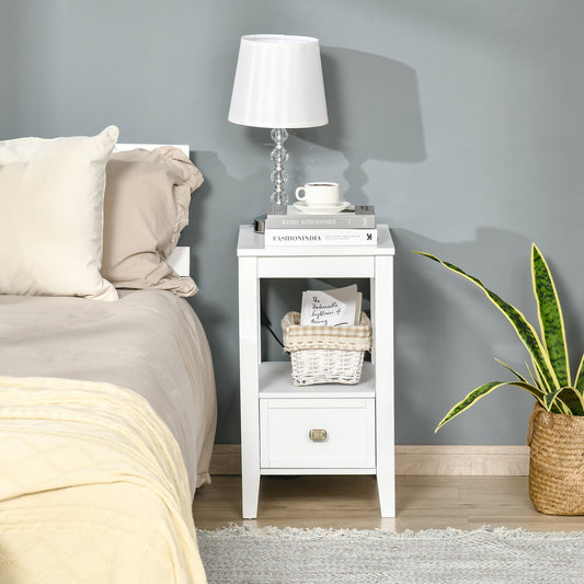 HOMCOM Side Table, Modern Coffee End Table with Drawer and Shelf,