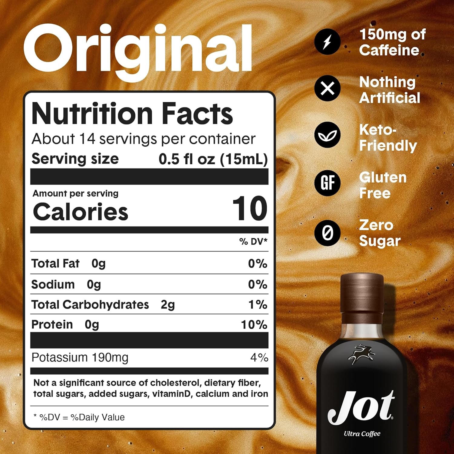 Coffee Concentrate (Original) High Caffeine Instant Cold Brew Coffee, Iced Coffee Instant Espresso, Hot + Cold Coffee Drinks - Make 14 Cups Instant Coffee Cold Brew Concentrate 150Mg Caffeine/Tbsp
