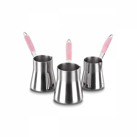 Korkmaz A126 Flora Coffee Pot Set, Stainless Steel, Turkish Coffee Up