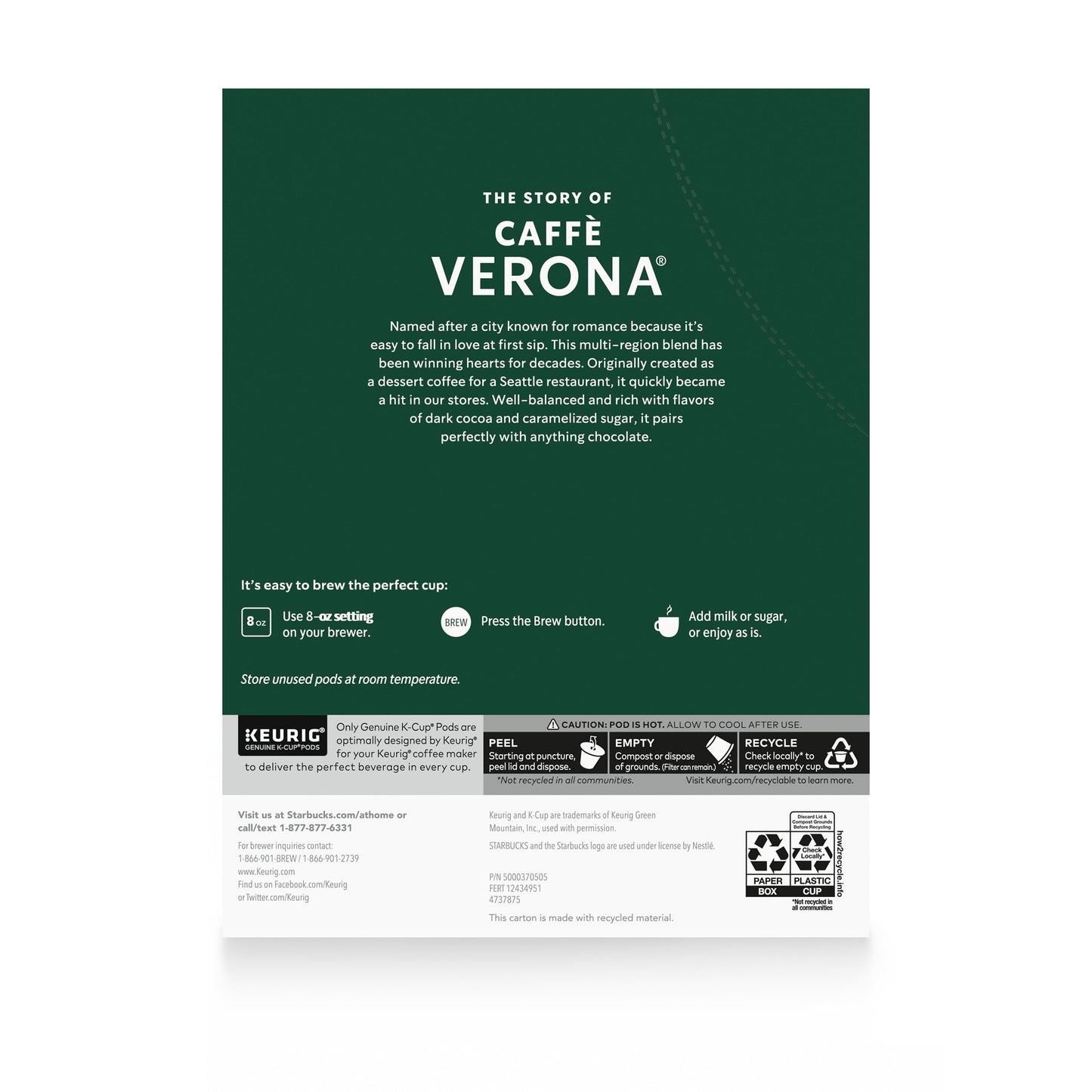 , Caffè Verona, Dark Roast K-Cup Coffee Pods, 32 Count