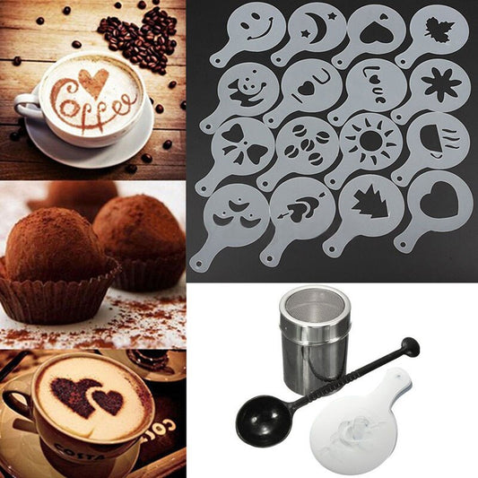 16Pcs Plastic Coffee Stencils Cappuccino Template