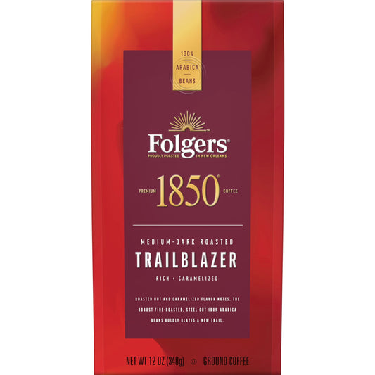 1850 Trailblazer Coffee, Medium-Dark Roast Ground Coffee, 12 Oz.