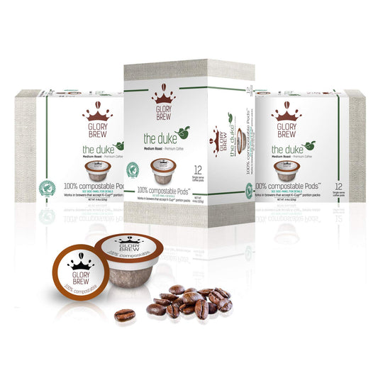 36 Compostable Coffee Pods I Compatible with Keurig Machines I Premium Compostable Coffee I the Duke I Medium Roast Coffee I Rainforest Alliance Certified