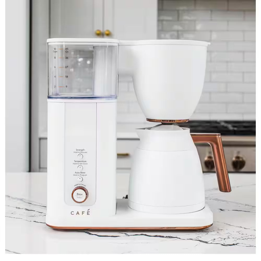 10 Cup Matte White Specialty Drip Coffee Maker with Insulated Thermal Carafe, and Wifi Connected