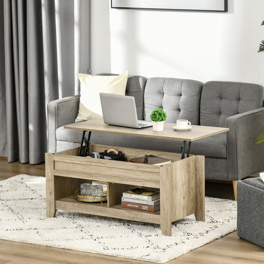HOMCOM Lift Top Coffee Table with Hidden Storage Compartment and Open